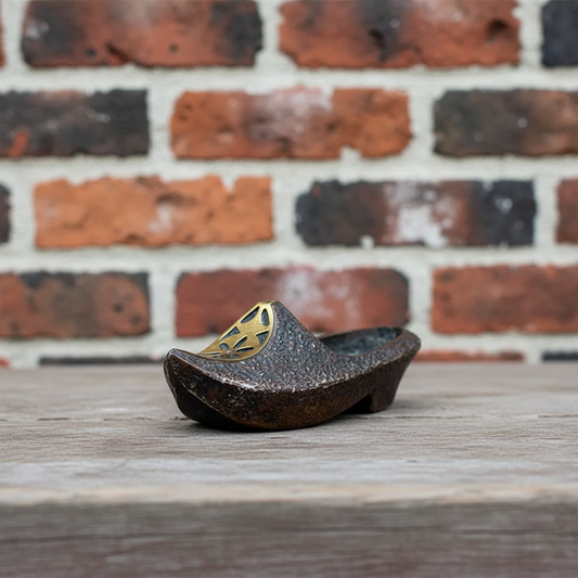 Vintage Hammered Metal Clog Trinket Dish