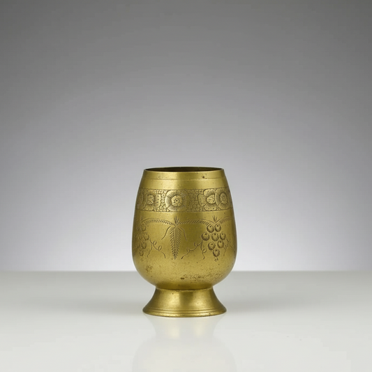 Engraved Brass Pedestal Goblet