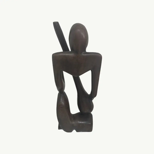 African Wooden Statue With Guitar Rhythm of Africa” Hand-Carved Wooden Musician Statue
