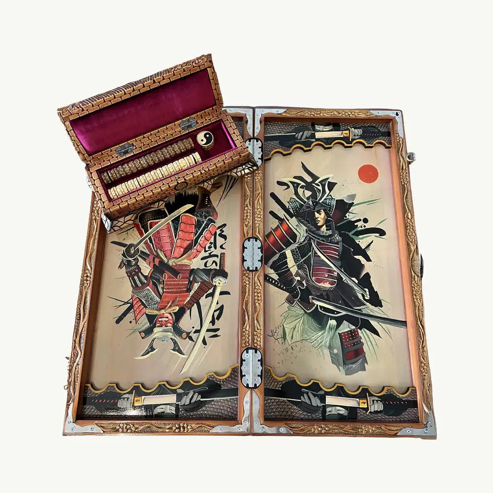 Handcrafted Backgammon Set: The Samurai Warrior Edition