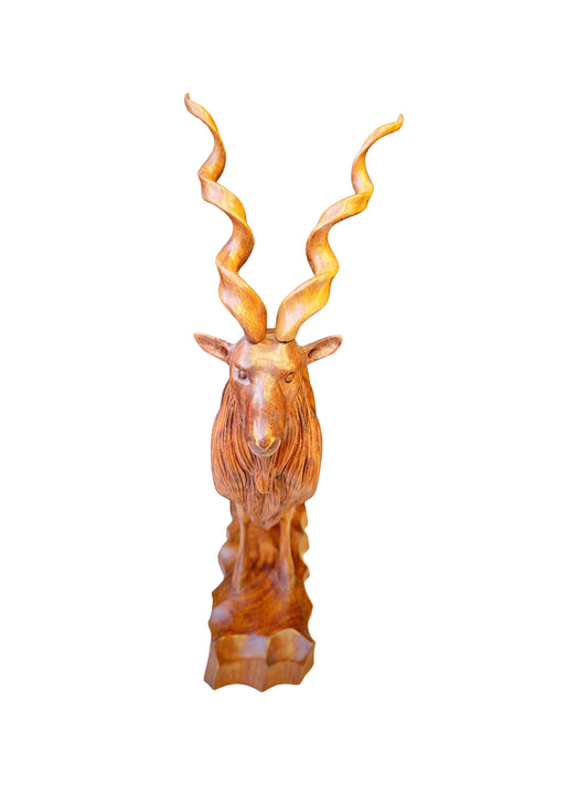 The Zafir Hand-Carved Spiral-Horn Antelope Sculpture (MTO)