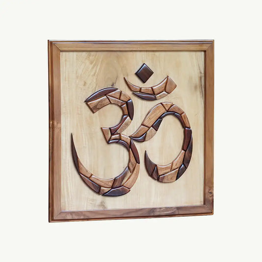 Hand-Inlaid Om Wood Plaque