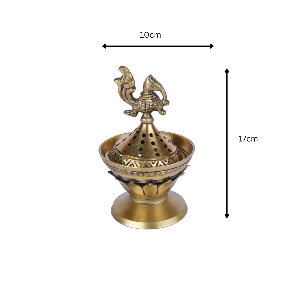 Brass Loban Mabkhara/Bakhoor Incense Burner With Peacock Incense