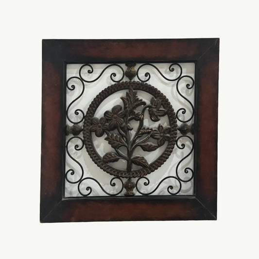 Elegant Iron and Wood Floral Wall Frame