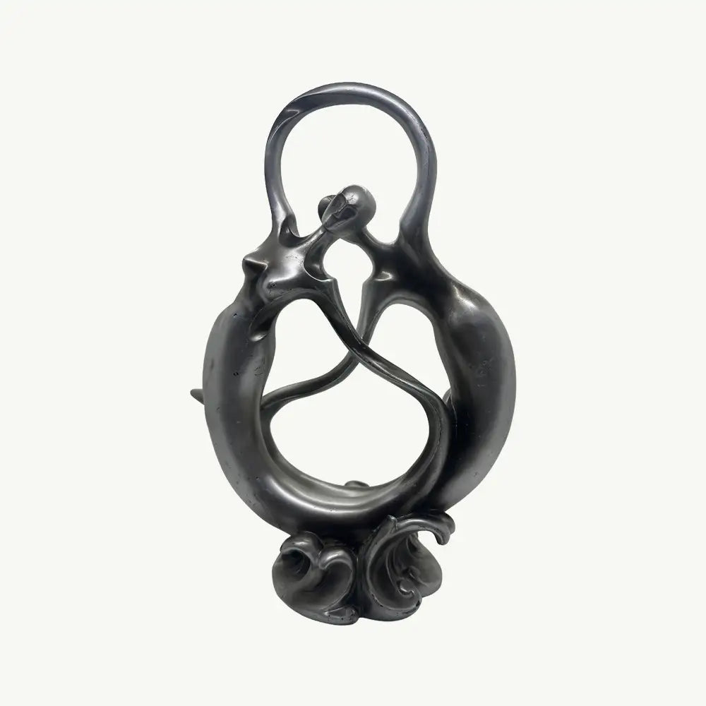 "Silver Abstract Figurine of Two Dancers "