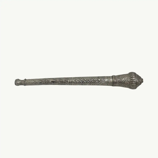 Intricately Carved Silver-Toned Decorative Mace