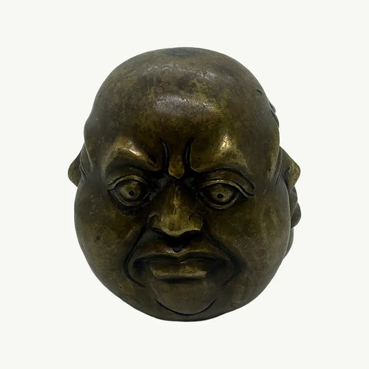 Set of Three Brass Expressive Face Sculptures