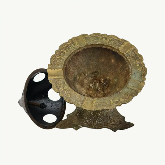Antique Ornate Copper Pedestal Incense Burner (Mabkhara)