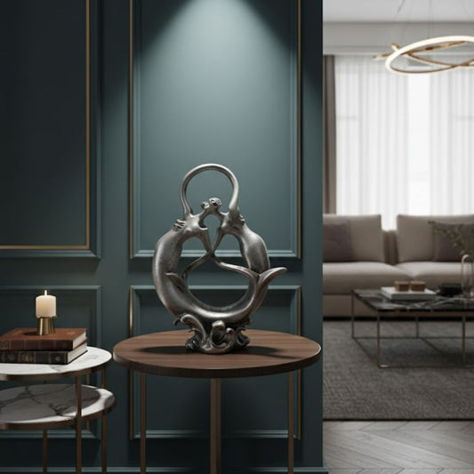 Silver Abstract Figurine of Two Dancers