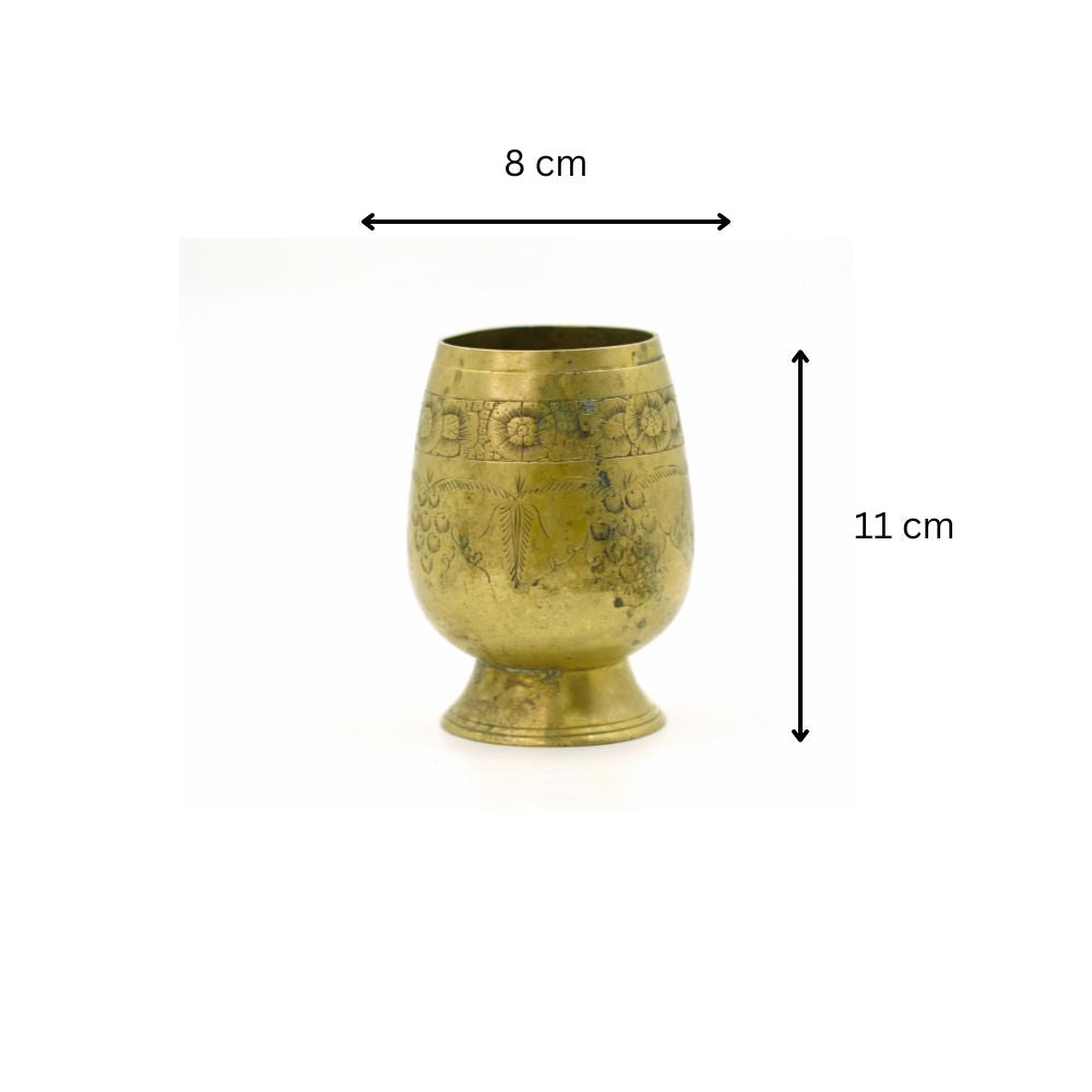 Engraved Brass Pedestal Goblet