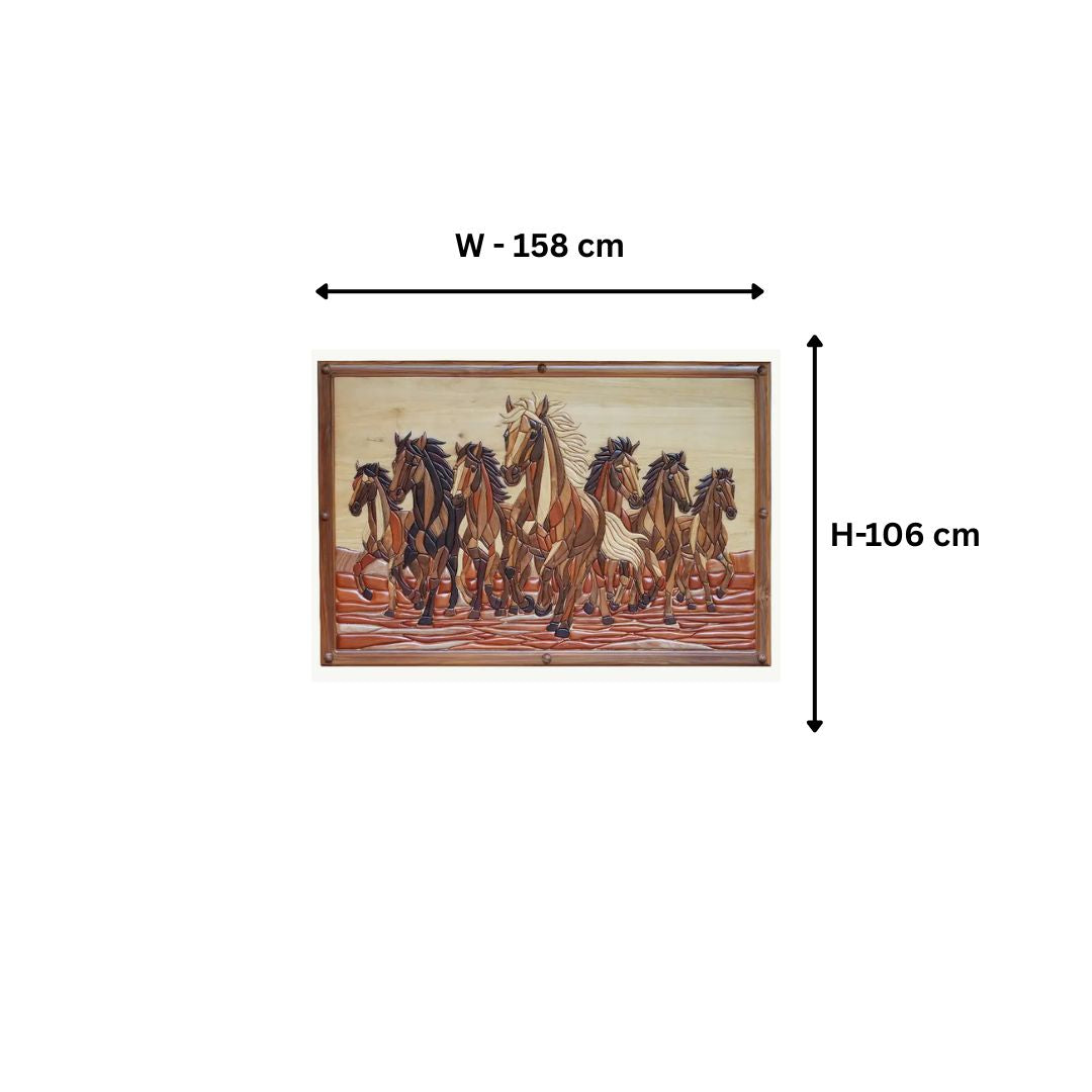 Hand-Inlaid Seven Horses Wood Plaque (MTO)