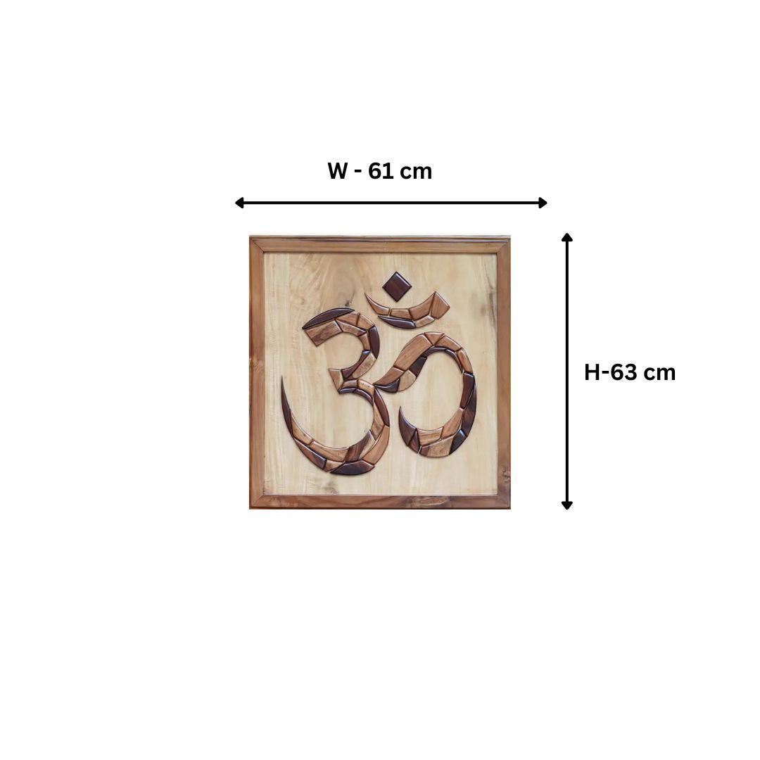 Hand-Inlaid Om Wood Plaque