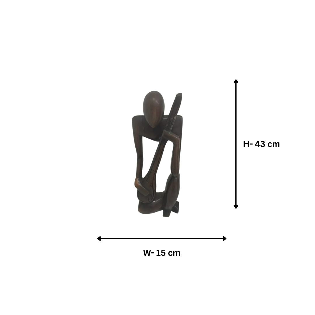 African Wooden Statue With Guitar Rhythm of Africa