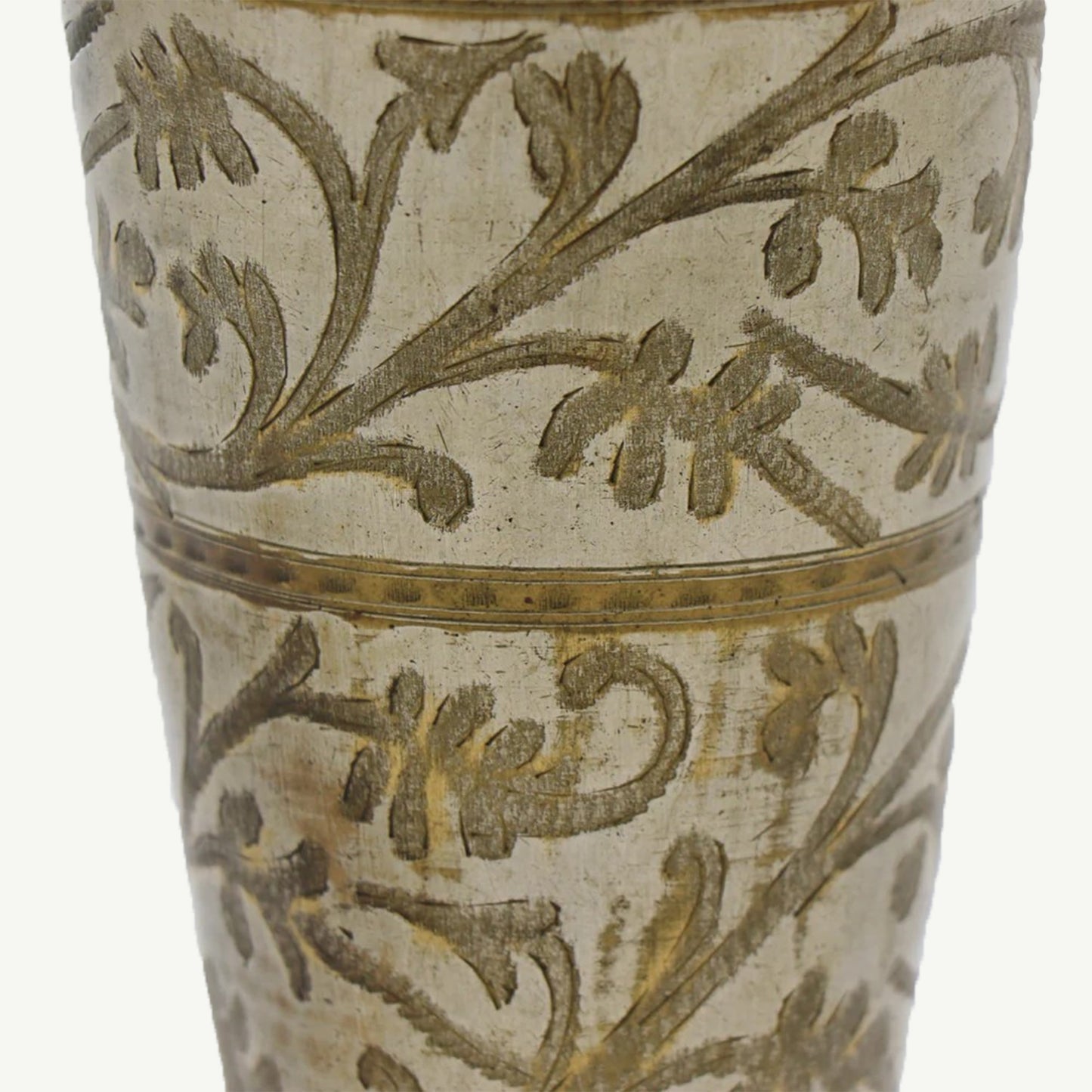 Vintage Hand-Etched Copper Glass | Middle Eastern Floral Engraved Cup | Collectible Metalware Vessel
