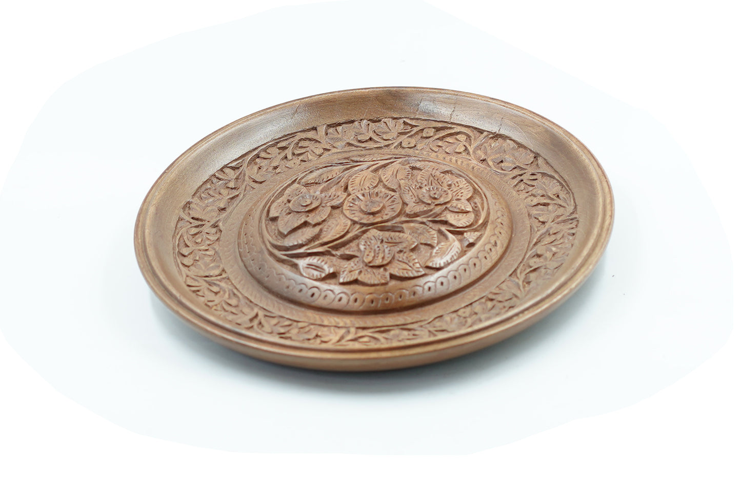 Ornate Blossom Wooden Plate