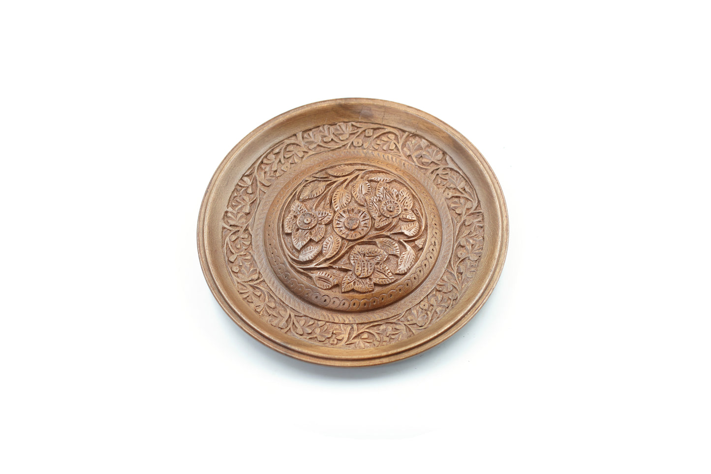 Ornate Blossom Wooden Plate