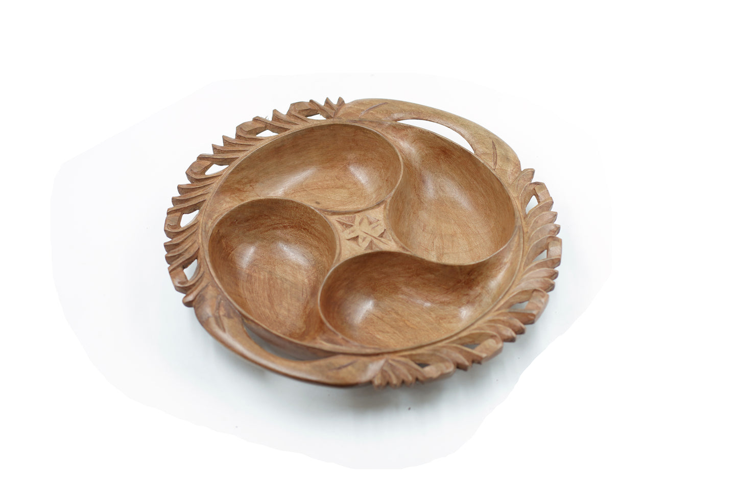 The "Gourmet Paisley" Hand-Carved Walnut Dry Fruit Tray