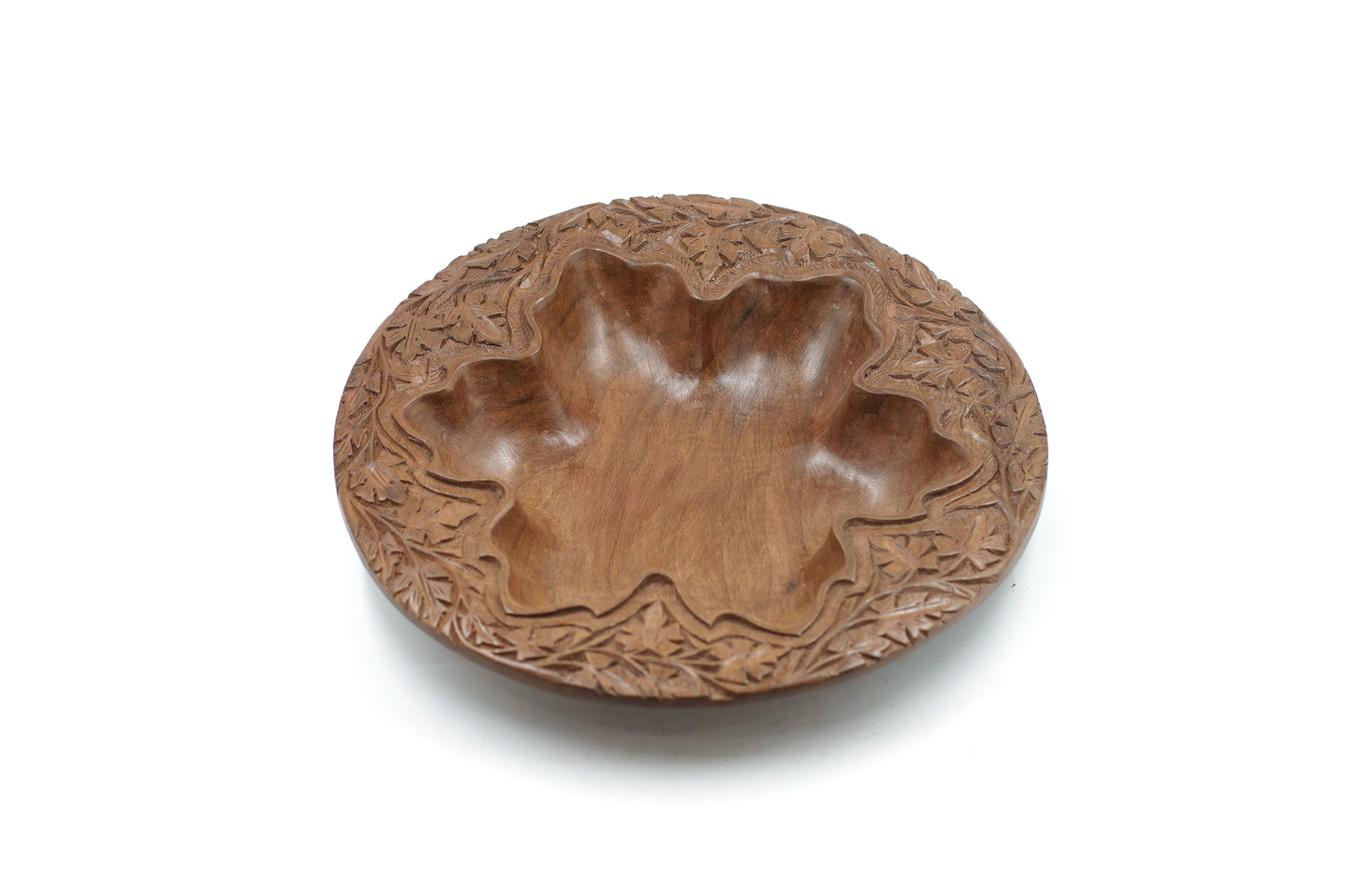 The "Lotus" Hand-Carved Walnut Wooden Serving Plate
