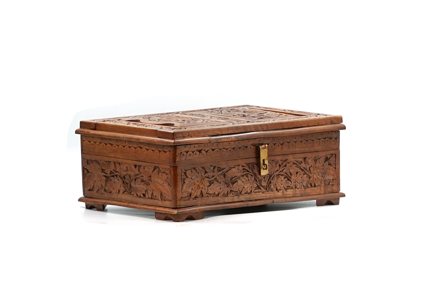 Hand-Carved Walnut Wood Holy Book Stand cum Storage Box