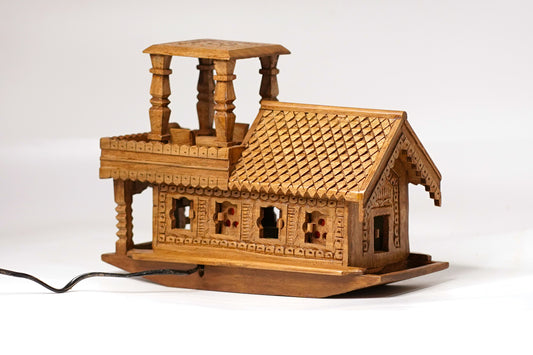 Hand-Carved Walnut wood Miniature Kashmir Houseboat