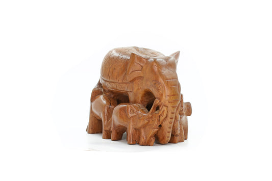 A Gentle Journey- Mother and Calves Wooden Sculpture