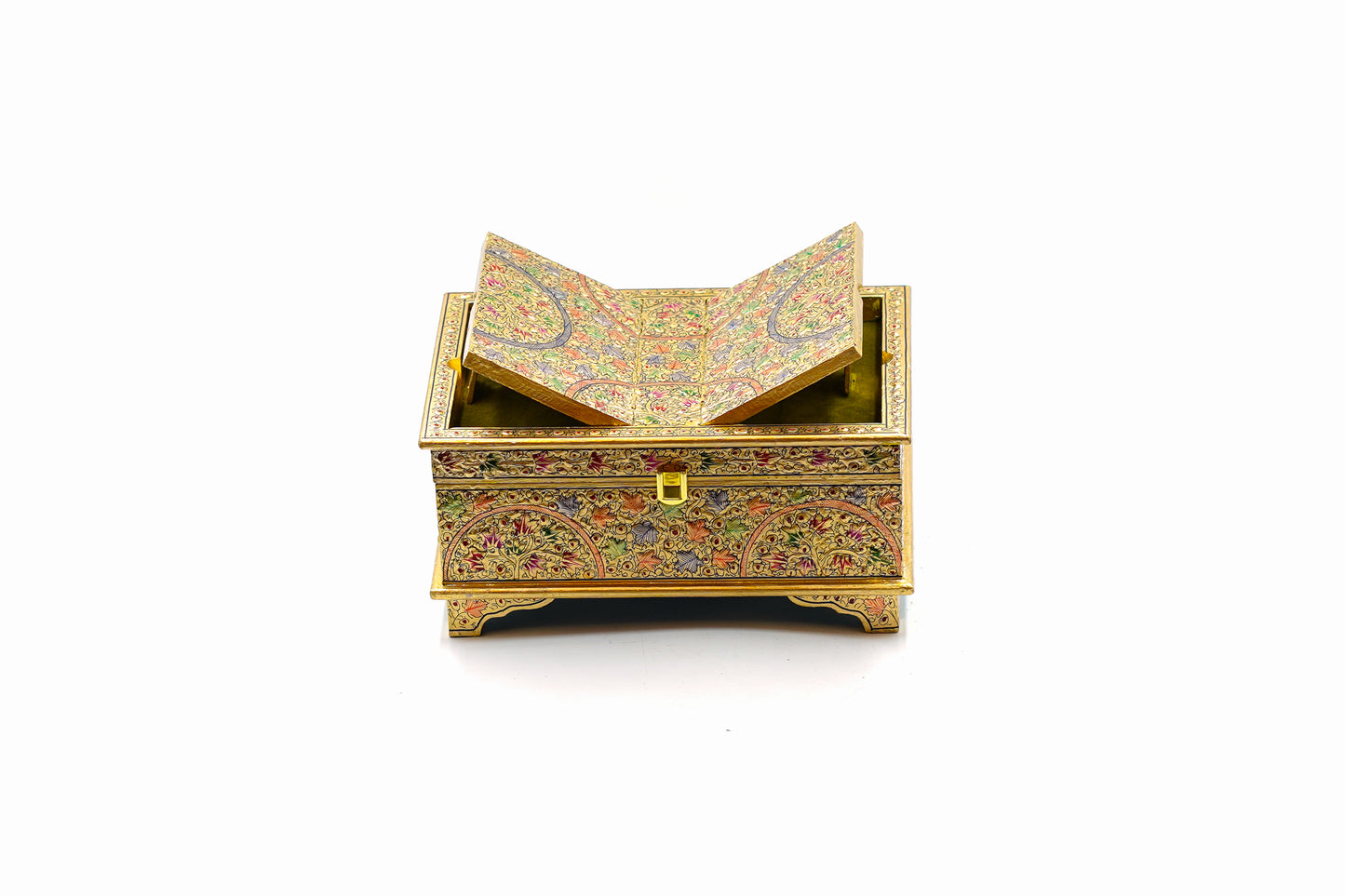 Golden Reverence Paper Mache Holy Book Stand & Storage Box