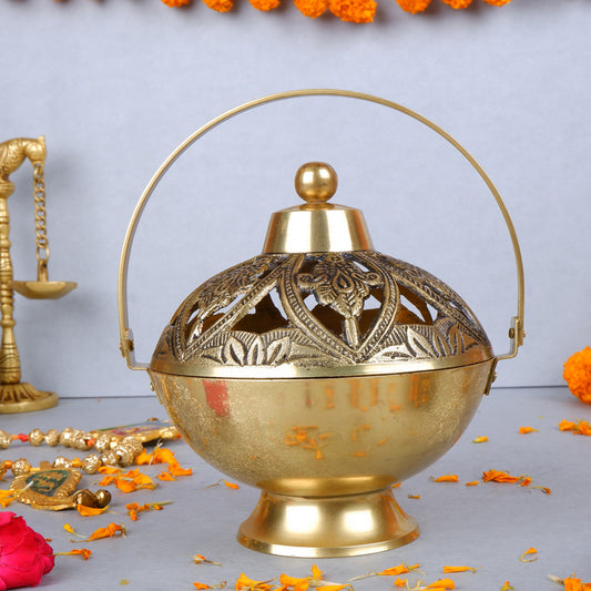 Pure Brass Mabkhara/Bakhoor Worship Incense For Home Temple