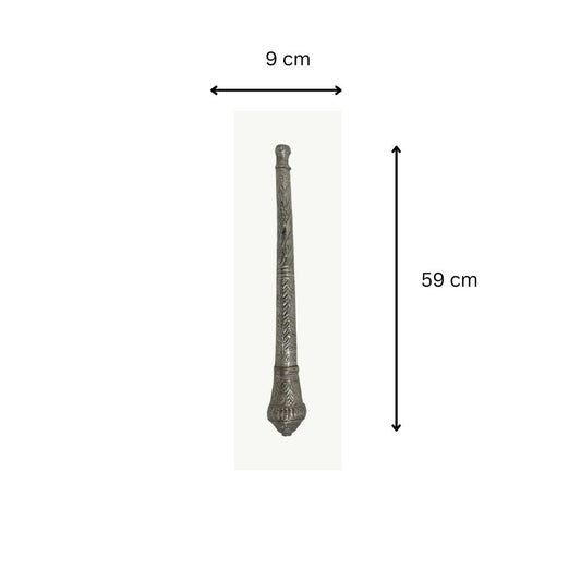 Intricately Carved Silver-Toned Decorative Mace