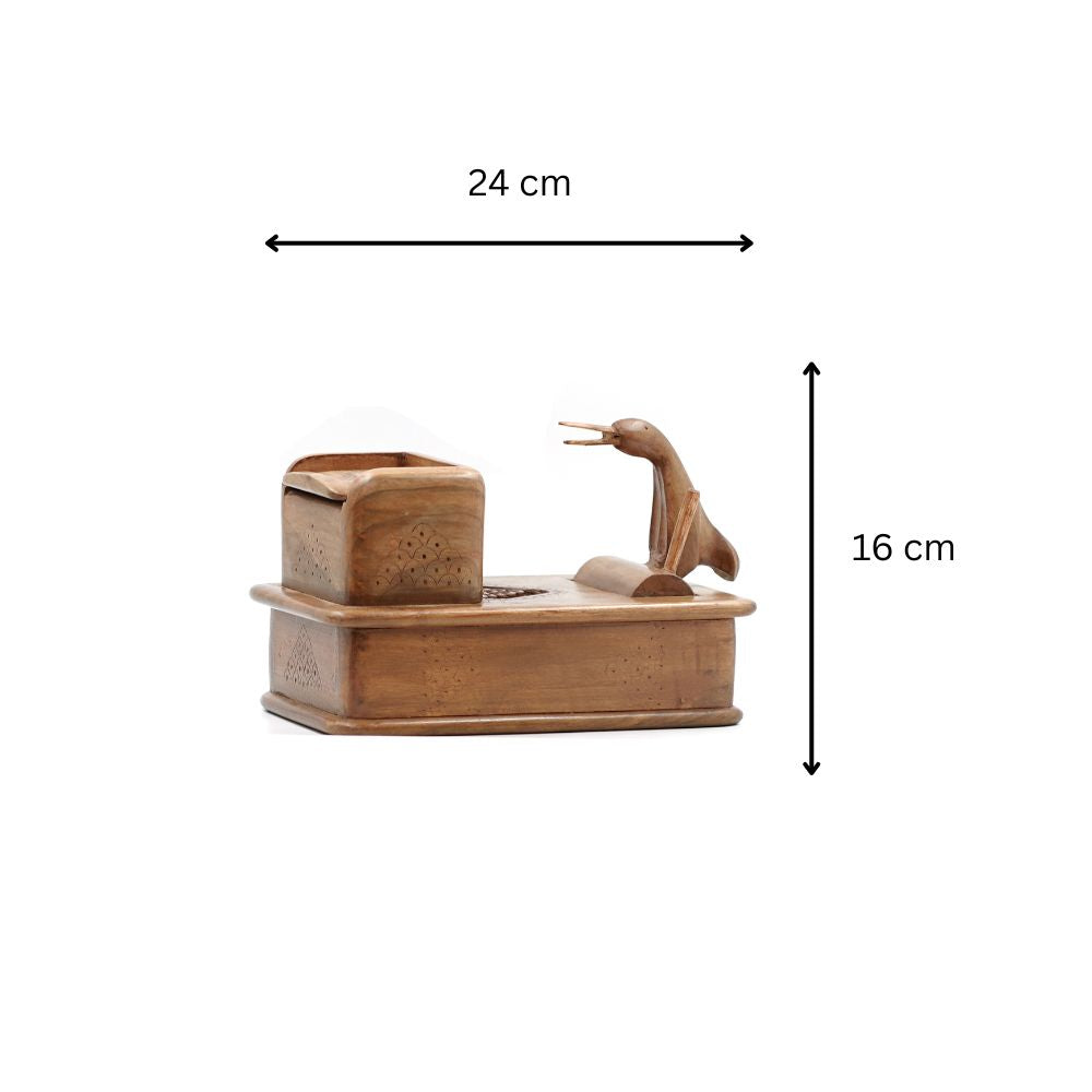 The Elegant Swan Hand-Carved Walnut Cigarette Dispenser