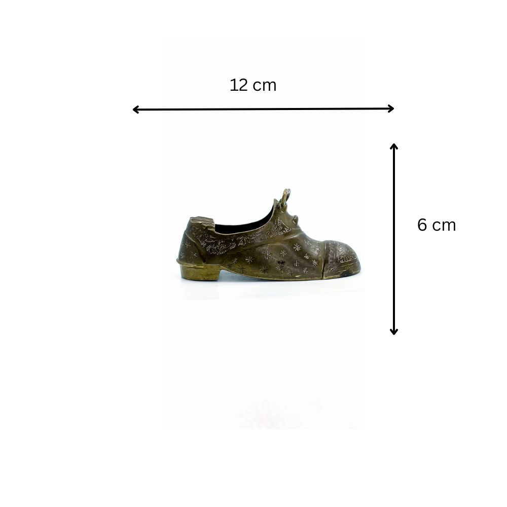 Vintage Solid Brass Shoe-Shaped Trinket Box