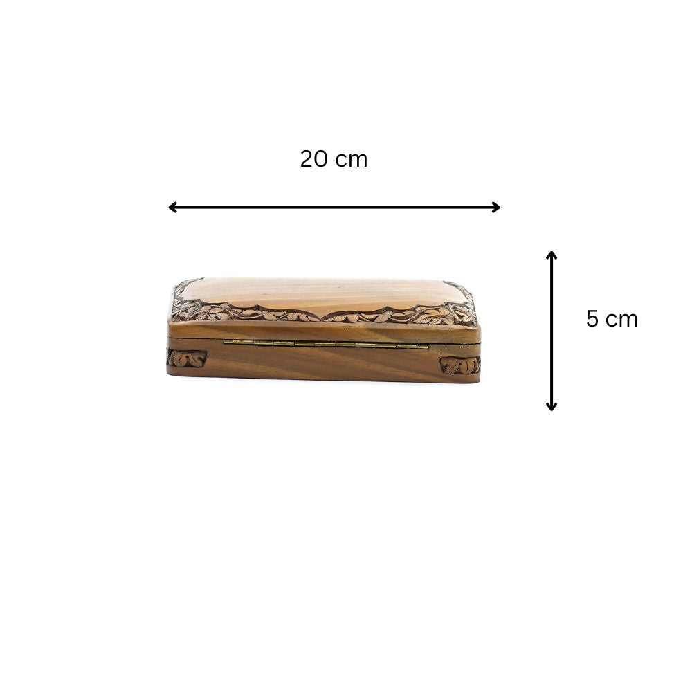Hand-Carved Walnut Wooden Jewelry Box