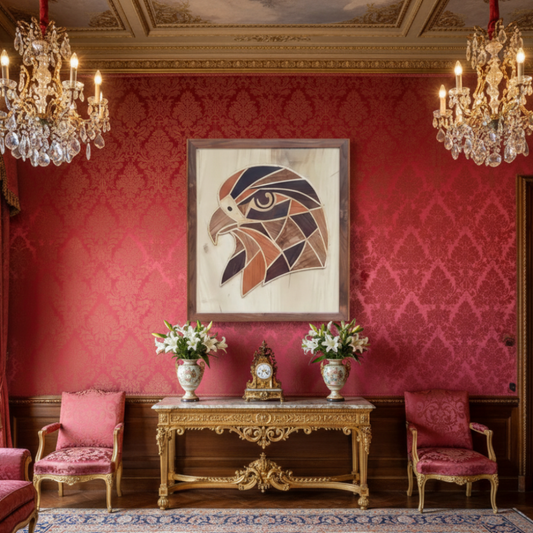 Hand-Inlaid Falcon Wood Plaque