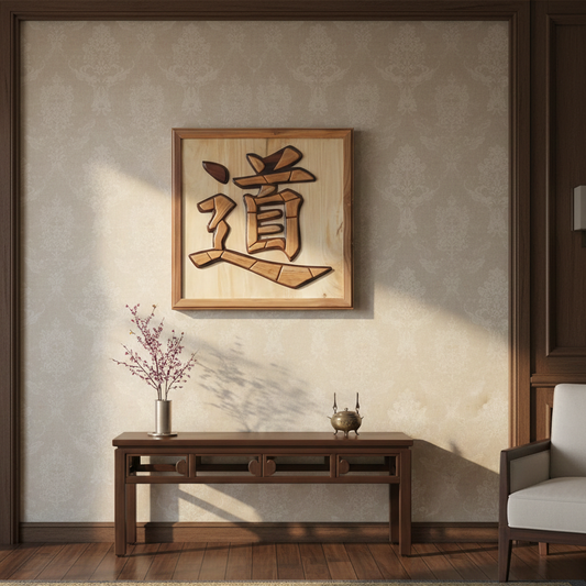 Handcrafted Intarsia Wood Plaque – "The Way" (道)