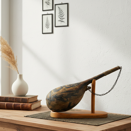 Hand-Painted Vintage Gunpowder Flask