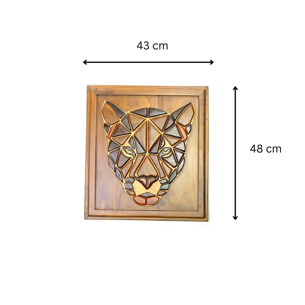 Geometric Leopard Head - Wood Wall Art Panel