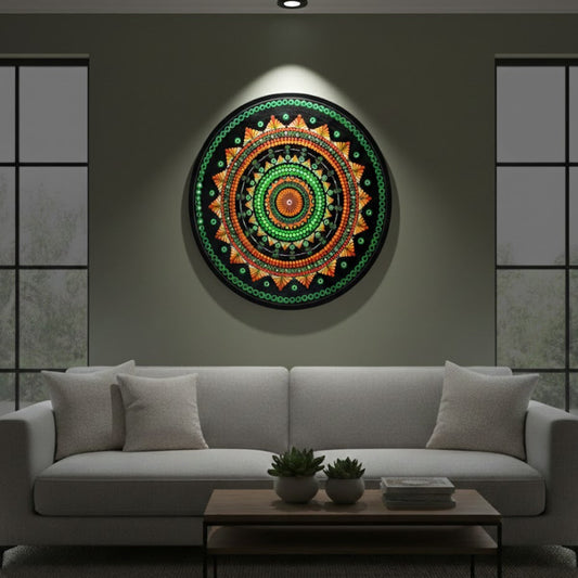 Vibrant Hand-Painted Mandala Art Panel