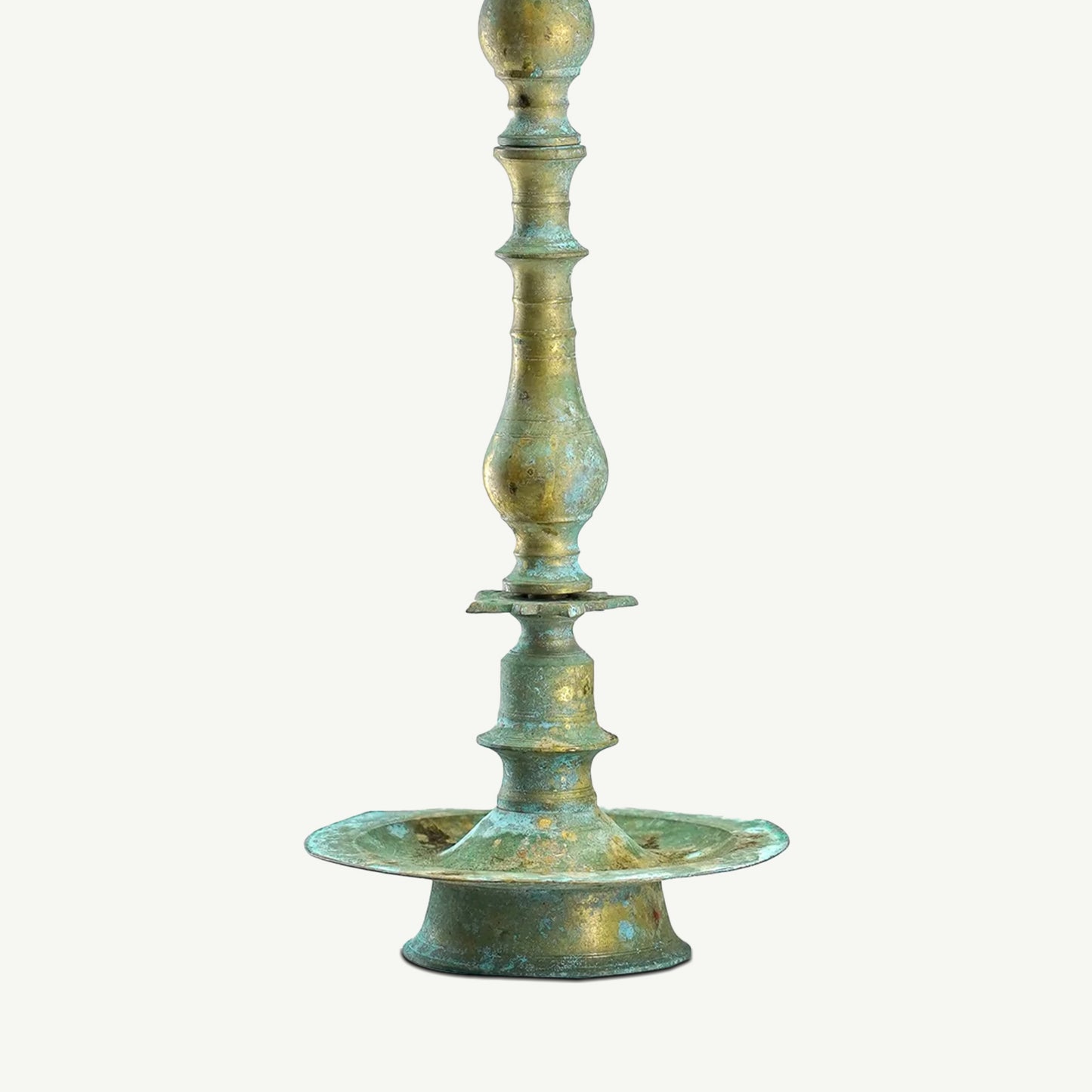 Ornate Traditional Metal Oil Lamp Stand with Patina