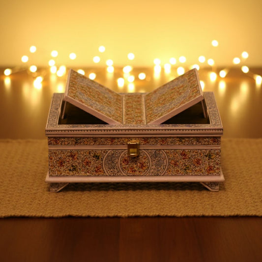Divine Blossom Paper Mache Holy Book Stand & Storage Box