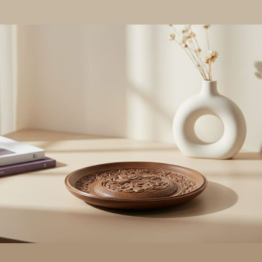 Ornate Blossom Wooden Plate