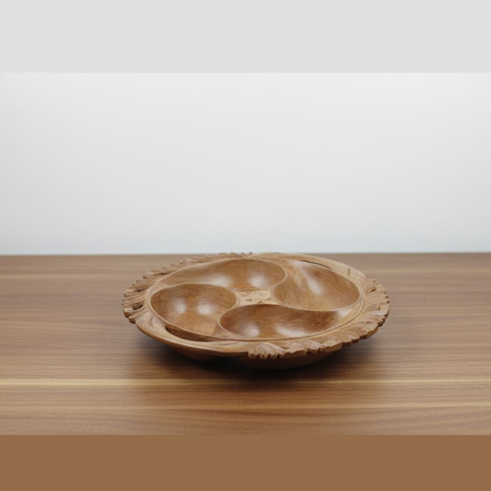 The "Gourmet Paisley" Hand-Carved Walnut Dry Fruit Tray