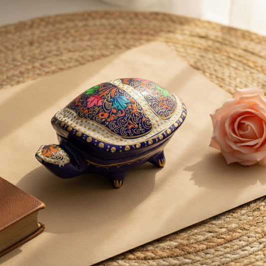 Ocean Tide Treasure - Blue Paper Mache Turtle Box