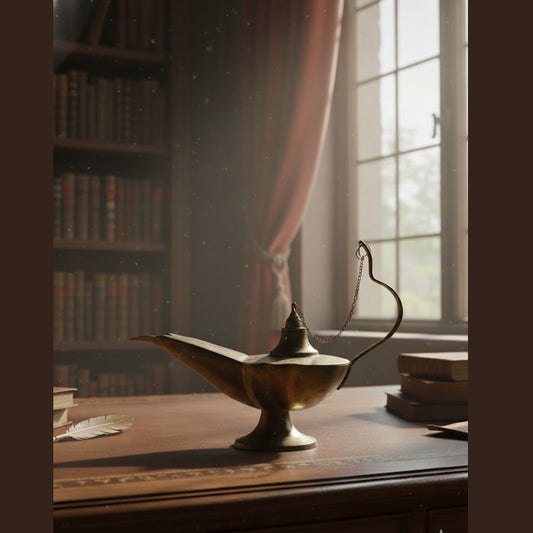 Antique 19th-Century Copper Oil Lamp (Aladdin Chirag)