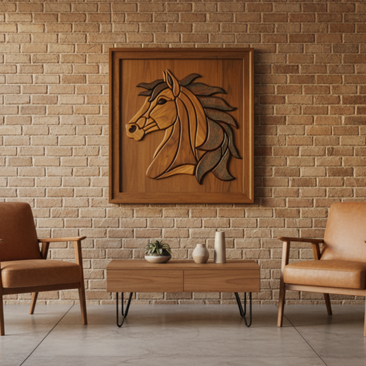 Wooden Horse Wall Frame
