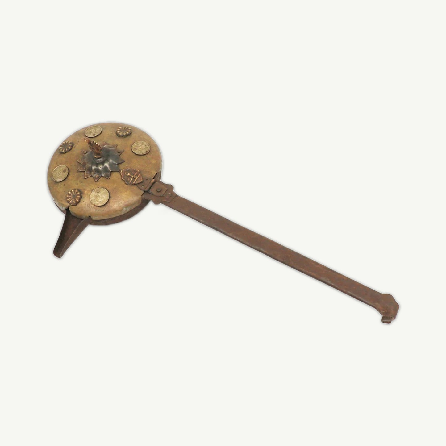 Vintage Copper Bed Warming Pan with Perforated Lid | Hand-Forged Vintage Fireplace Tool