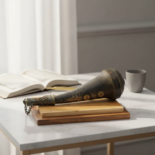 Vintage Copper Gunpowder Flask with Chain | Decor Collectible