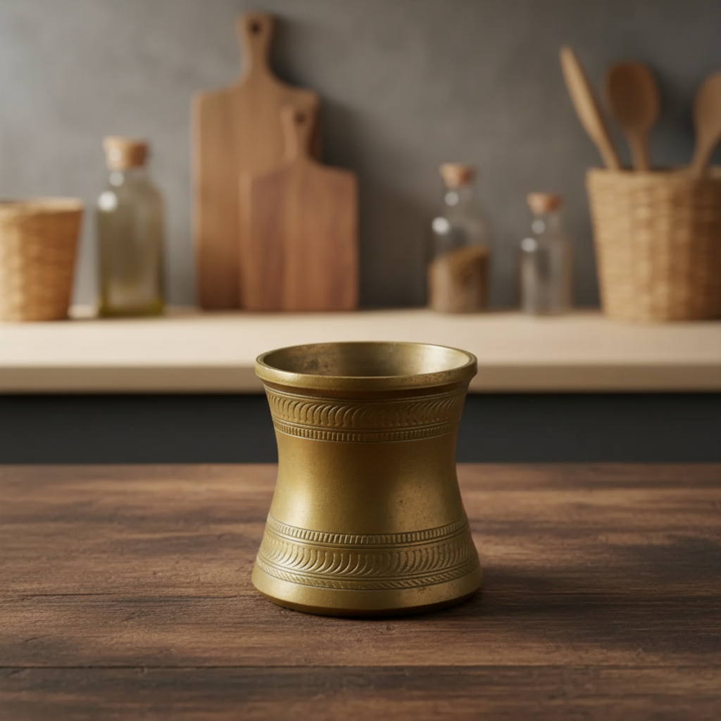 Vintage Solid Brass Mortar Showpiece