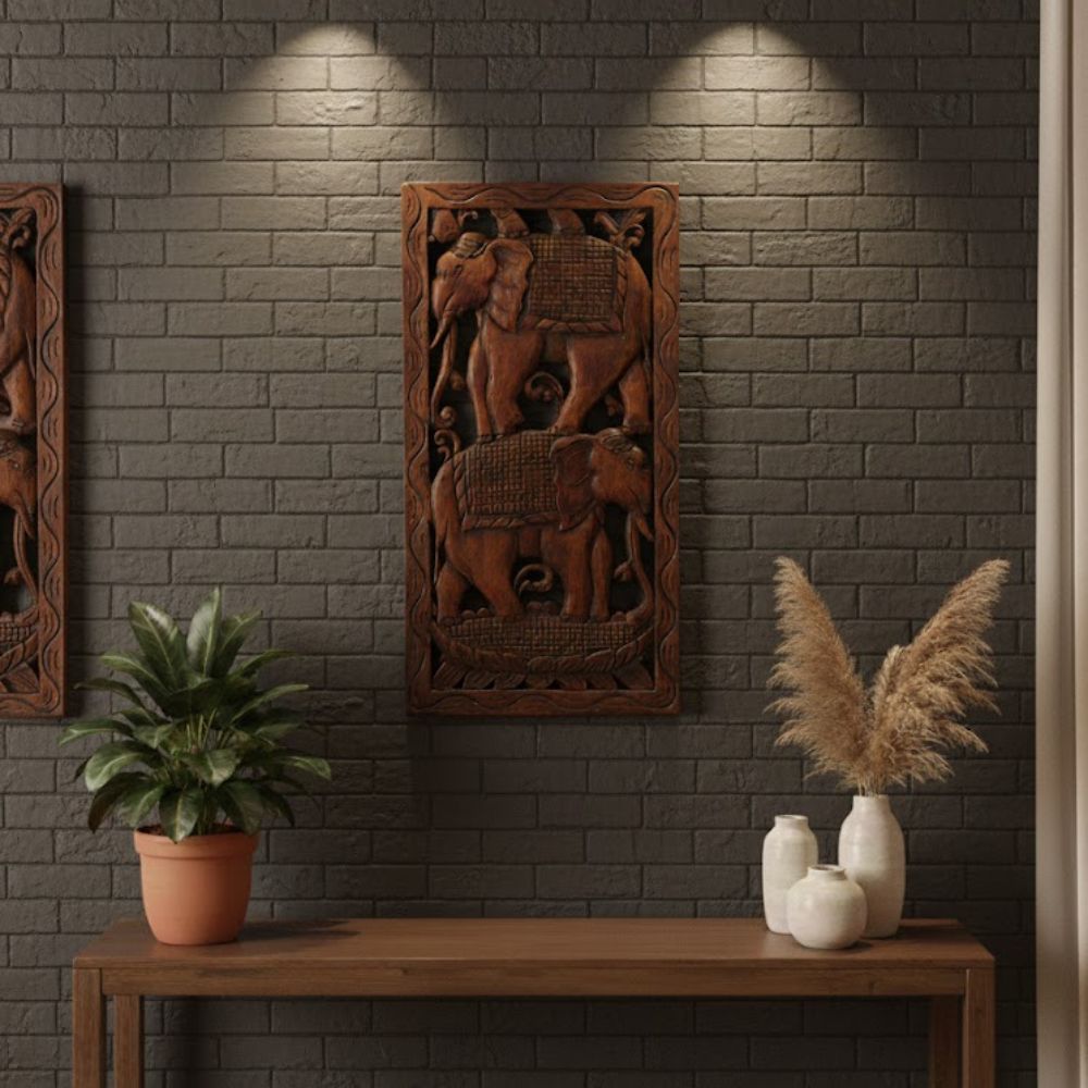 The Royal Elephant Wooden Hanging Wall Panel