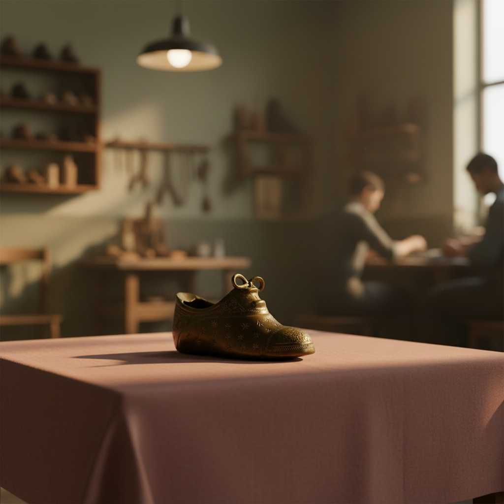 Vintage Solid Brass Shoe-Shaped Trinket Box