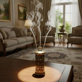 Round Brass Incense Burner with Pierced Detailing