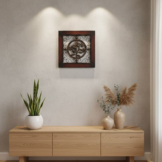 Elegant Iron and Wood Floral Wall Frame